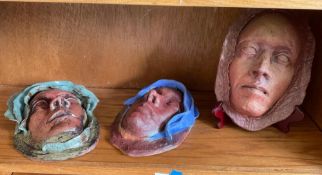 3 Handcrafted Pottery faces signed Cujes