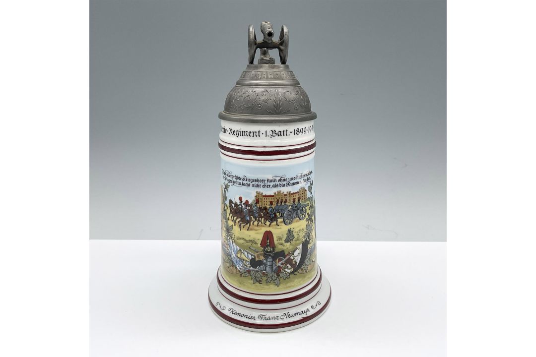 German Porcelain Beer Stein, Kanonier Franz Neumayr - Bild 2 aus 5