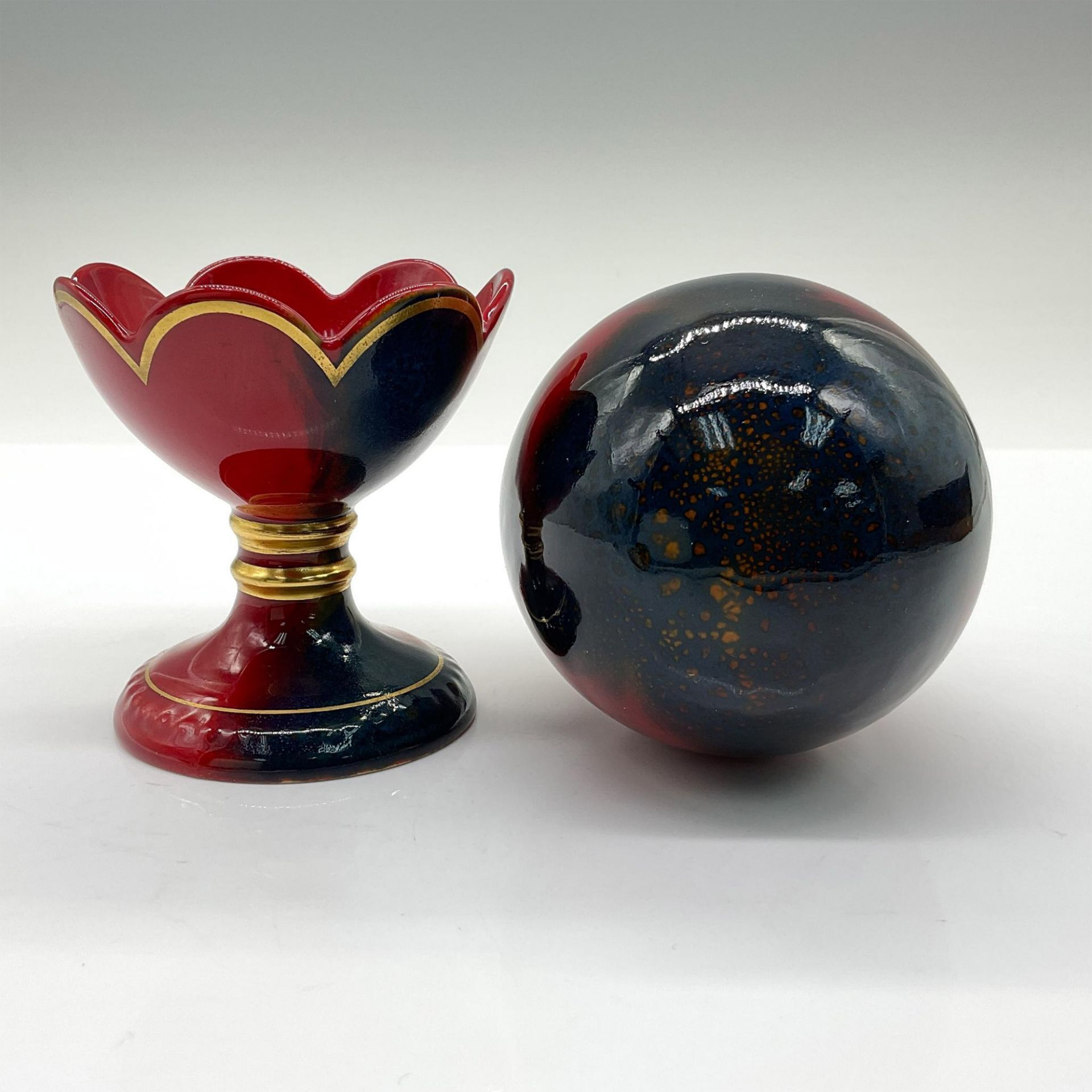 2pc Royal Doulton Flambe Ware, Flambe Egg And Stand - Bild 3 aus 5