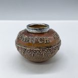 Doulton Lambeth Stoneware Match Striker with Sterling Rim