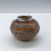 Doulton Lambeth Stoneware Match Striker with Sterling Rim
