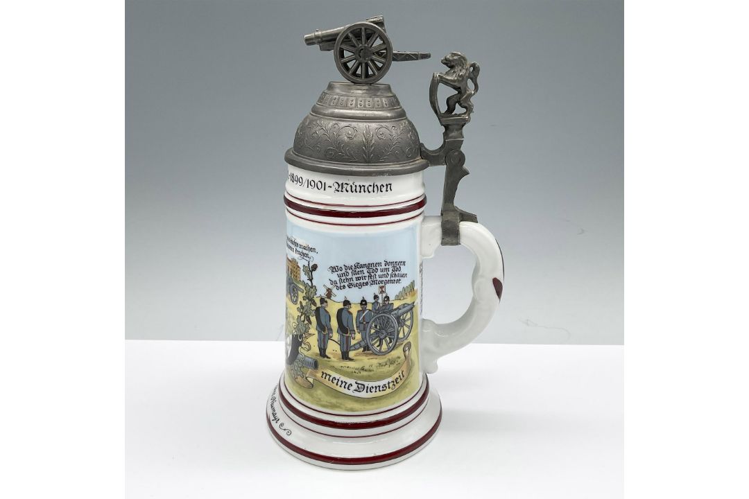 German Porcelain Beer Stein, Kanonier Franz Neumayr - Bild 1 aus 5