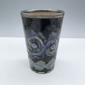 George Tinworth Doulton Lambeth Beaker w/ Sterling Rim