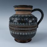 Doulton Lambeth Blue Stoneware Pitcher