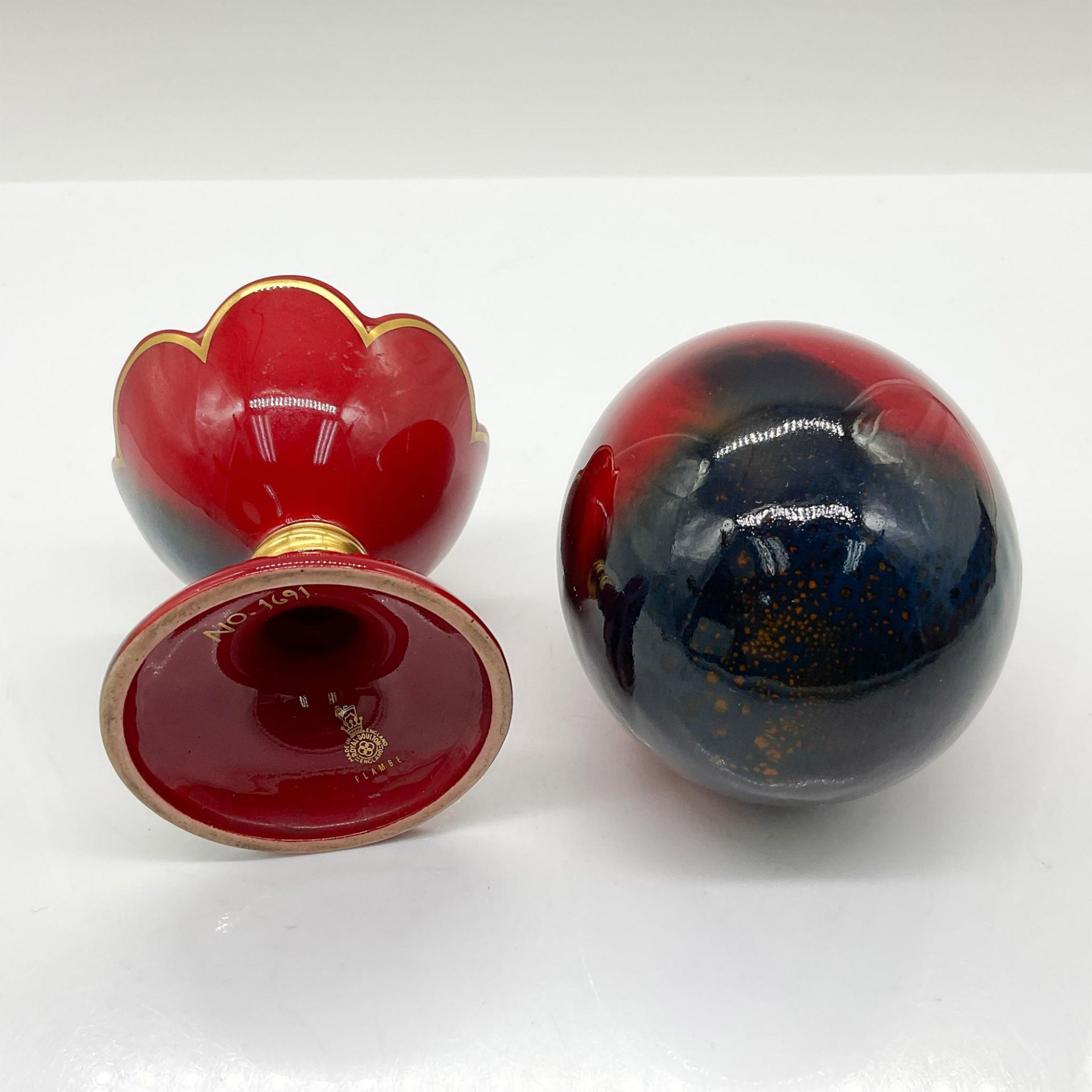 2pc Royal Doulton Flambe Ware, Flambe Egg And Stand - Bild 4 aus 5