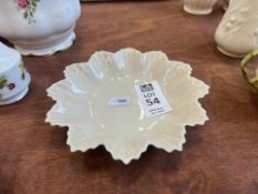 BELLEEK GREEN STAMP FLORAL PLATE
