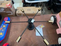 BLACK & GOLD 6-ARM SPUTNIK CEILING LIGHT FITTING