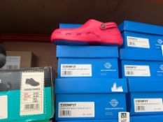 2X PAIRS OF WEARER TECH PROTECT 5300 FUCHSIA STEEL TOE SAFETY CLOGS - UK 4 (NEW)