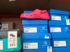 2X PAIRS OF WEARER TECH PROTECT 5300 FUCHSIA STEEL TOE SAFETY CLOGS - UK 4 (NEW)