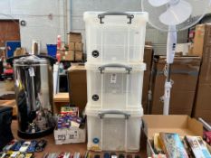 3X REALLY USEFUL BOX 35L STORAGE TUBS