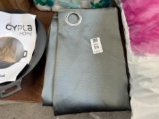 PAIR OF GREY EYELET CURTAINS