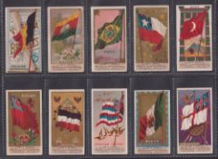 Cigarette cards, USA, Allen & Ginter, Flags of Nations, 10 different cards, all third line of