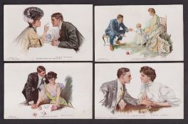 Tobacco advertising, Wills, 'Three Castles Postcards', 4 advertising postcards each with brown