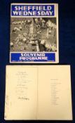 Sheffield Wednesday FC. FA Cup Winners, 1935. Signed dinner menu from an event held at the Russell