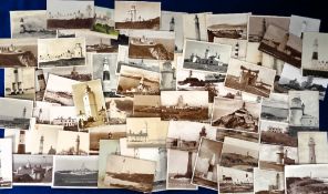 Postcards, Lighthouses, a collection of approx. 70 cards, with many RPs at Burnham on Sea,