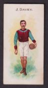 Cigarette card, Kinnear, Footballers & Club Colours, type card, J. Davey (Marcus card rubber stamped
