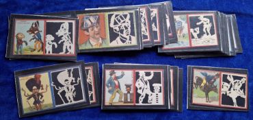 Trade cards, France, Chocolat Guerin Boutron, 24 novelty cards. All have a design on the left hand