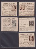 Cigarette cards, Du Maurier, 5 different Advertising Inserts (gd)