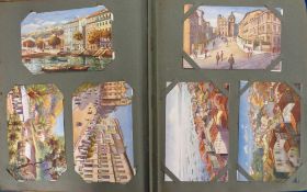 Postcards, a collection of approx. 144 foreign cards in vintage album, 120 cards (mainly sets) of