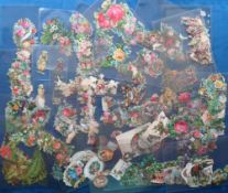 Scraps, a huge selection of small Victorian scraps to include flowers, insects, birds, leaves,