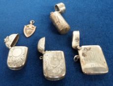 Silver, Vesta Cases etc., 3 vestas all hallmarked, to comprise 2 Victorian and one 1923, a silver