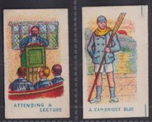 Trade cards, Barratt's, School Activities, ref HB73, two cards, 'Attending a Lecture' & 'A Cambridge