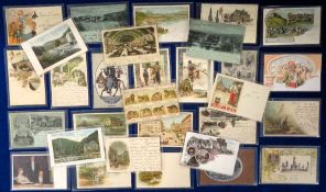 Postcards, Early cards, a collection of 29 Gruss Aus style cards and European art. Gruss Aus cards