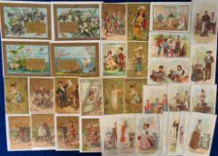 Advertising, a selection of cards to include 17 peoples of the world chromolithographed Singer