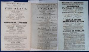Entertainment, London Playbills 12 items dating from 1814-1833 from Drury Lane (8), Covent Garden (