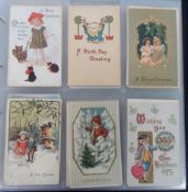 Postcards, a collection of approx. 192 greetings and illustrated cards of children in modern