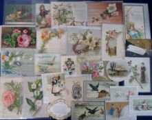 Greetings Cards, 260 mainly Victorian cards to include Christmas, New Year and Birthday, several