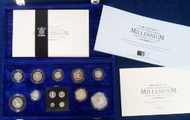 Coins, Royal Mint Millennium Silver Collection of coins, no. 07156 of 15,000 in original blue