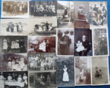 Postcards, Social History, 36 cards, RPs and printed to include servants, bath chair, seaside,