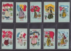 Cigarette cards, Rutter, Girls, Flags & Arms of Countries, (set, 24 cards) (gd)