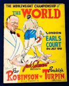 Boxing programme, Ray Robinson v Randolph Turpin, 10 July 1951 at Earls Court, London,