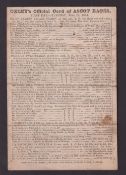 Royal Ascot, 1834, Racecard from the First Day of the Royal Meeting held on 10 June 1834, A5 size