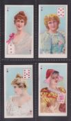 Cigarette cards, Canada, D Ritchie & Co, Beauties, p/c inset, Ref 500-200, Third set back in blue, 4