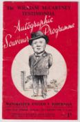 Football programme, Hibernian v Manchester Utd, 22 Sep 1948, William McCartney Testimonial (some