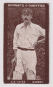 Cigarette card, Murray's, Cricketers (Series H, Brown Front), type card, E. G. Hayes, Surrey (gd/vg)