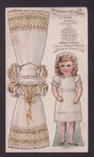 Cigarette card, USA, Banner Tobacco Co, Mother Goose Series, Paper Dolls, type card, Cinderella,