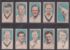 Trade cards, Cricket, Nabisco (Australia) Leading Cricketers (set 32 cards). 7 cards, numbers 3 17