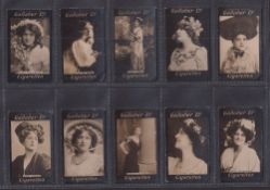 Cigarette cards, Gallaher Latest Actresses, 23 cards (10 cards, black fronts, 13 cards chocolate