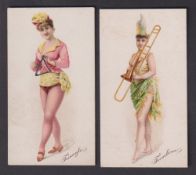 Cigarette cards, USA, Buchner, Musical Instruments, 'X' size, two cards, Triangle & Trombone (gd) (