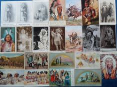 Postcards, an interesting selection of approx. 47 cards of North American Indians inc. Chief Os-Ke-