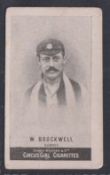 Cigarette card, Cohen, Weenen & Co, Heroes of Sport, Cricket, type card, W Brockwell, Surrey (gd)