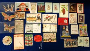 Trade cards, a collection of approx. 30, early UK trade cards, diecut cards & novelty issues, many