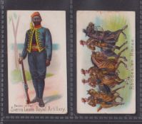 Cigarette cards, Harvey & Davy Colonial Troops, 2 cards, 'Review order Sierra Leone' & 'Rhodesian