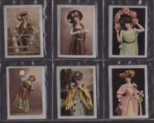 Cigarette cards, Godfrey Phillips Beautiful Women L size, 9 cards W501, 502, 504, 507, 512, 528,