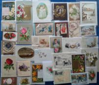 Greetings Cards, approx. 200 mainly Victorian cards to include lace, celluloid, die-cut, glitter,