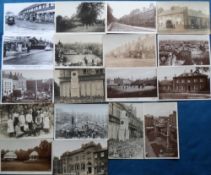 Postcards, Northants, 18 RPs to include Notre Dame School, 1917, War Memorial, New Library,